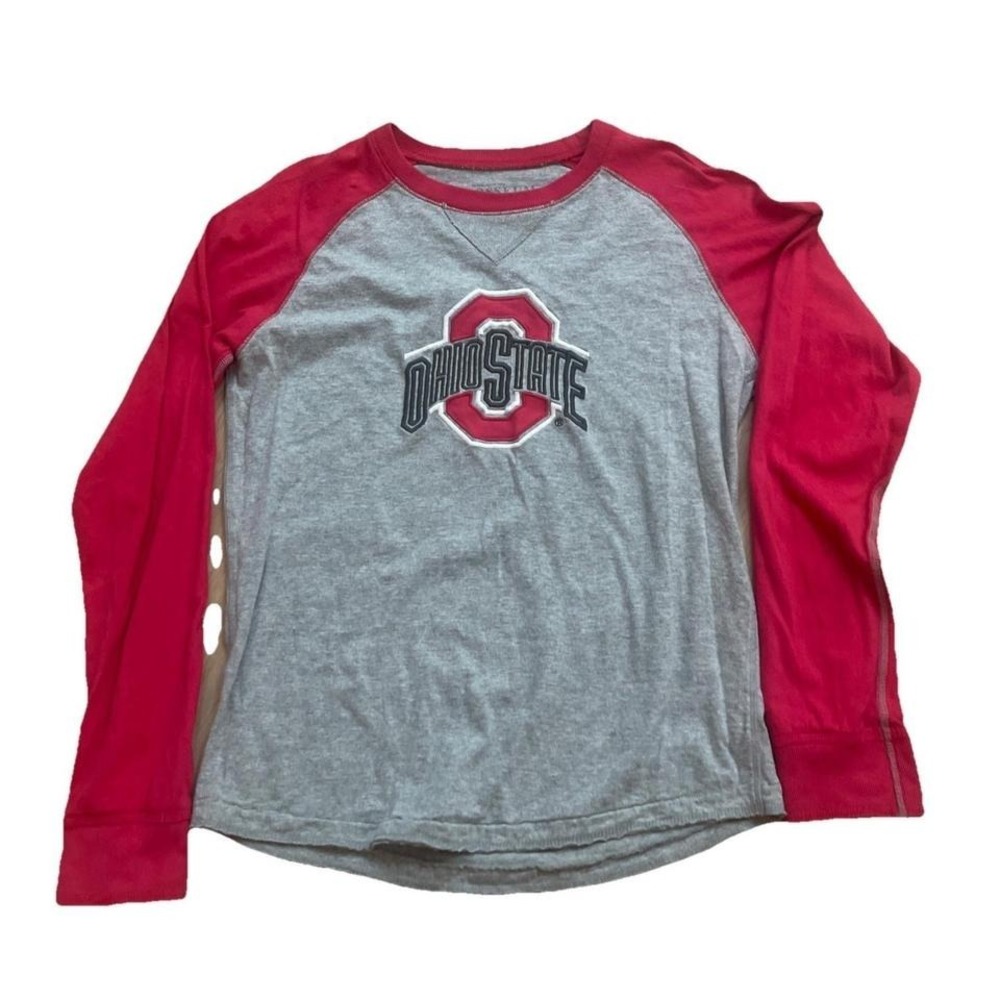 Ohio State Buckeyes Long Sleeve Shirt Women's Medium Gray Red